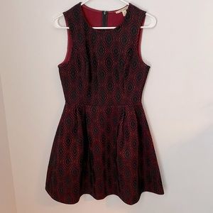 Francesca’s Miami Fit and Flare A-Line Black and Red Short Dress